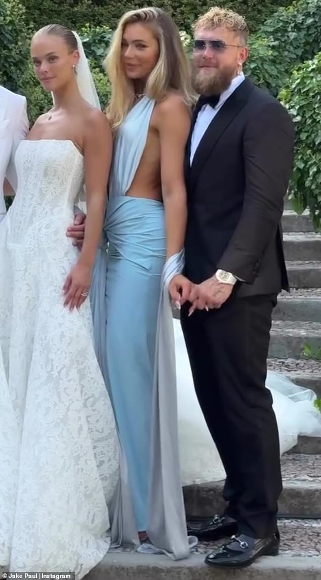 Jake's fiancée had on a stunning Tiffany blue gown