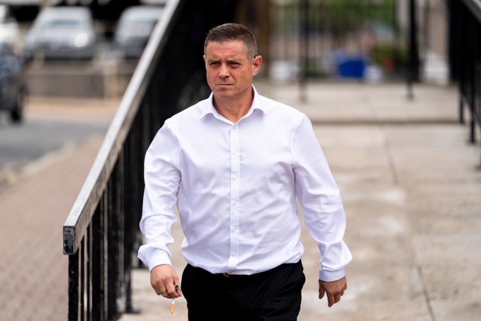 John Alford, former *London's Burning* actor, outside St Albans Magistrates' Court.