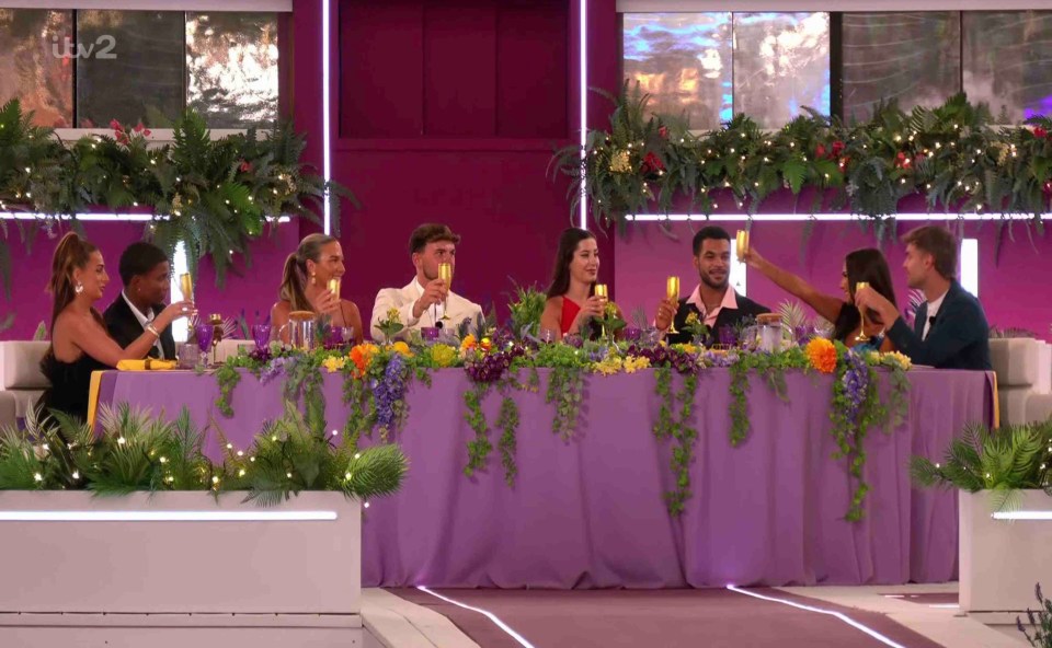Love Island finalists at their last dinner.
