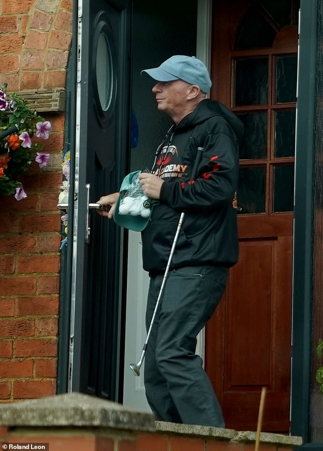 Lucy Connolly's husband Ray seen outside the couple's home in Northampton this morning