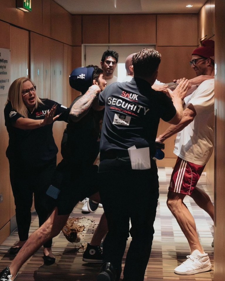 Dillon Danis and Luke Rockhold fighting at weigh-ins.