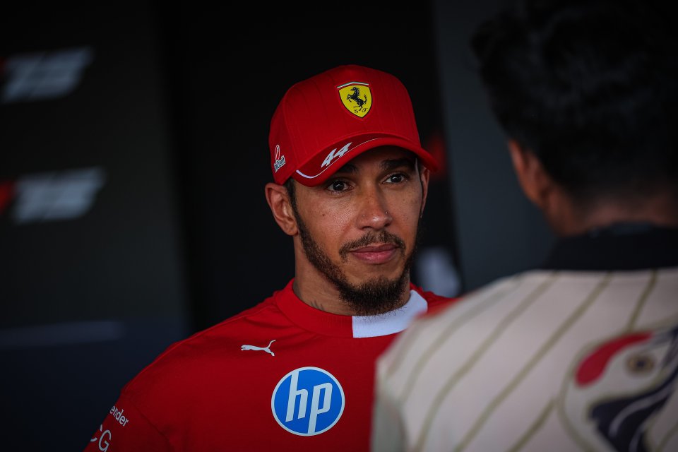 Lewis Hamilton in Ferrari gear at the Hungarian GP.