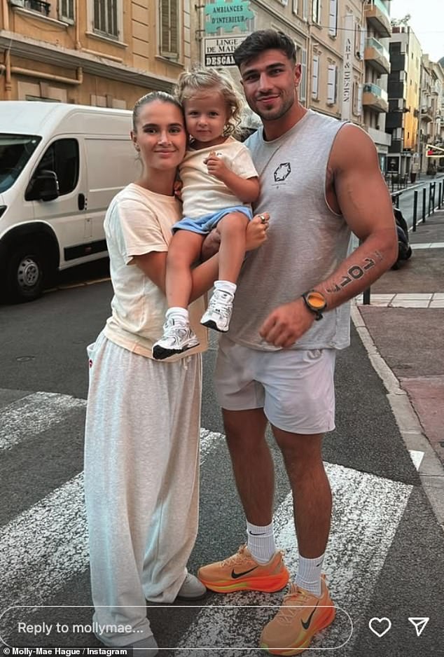 Molly-Mae Hague 's 'funless summer' continued as she daughter Bambi jetted off to sunny France to surprise boyfriend Tommy Fury amid his triathlon on Saturday