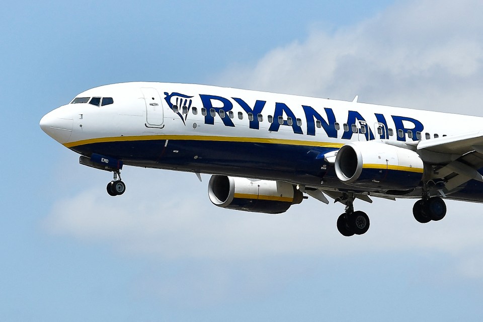 Ryanair Boeing 737 airplane in flight.