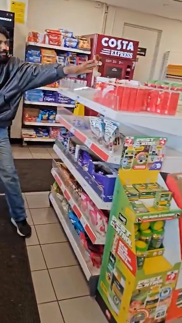 The stunningly brazen theft (pictured) happened at a branch of the supermarket chain at a petrol station in the Hayes area of west London, on Friday, August 8