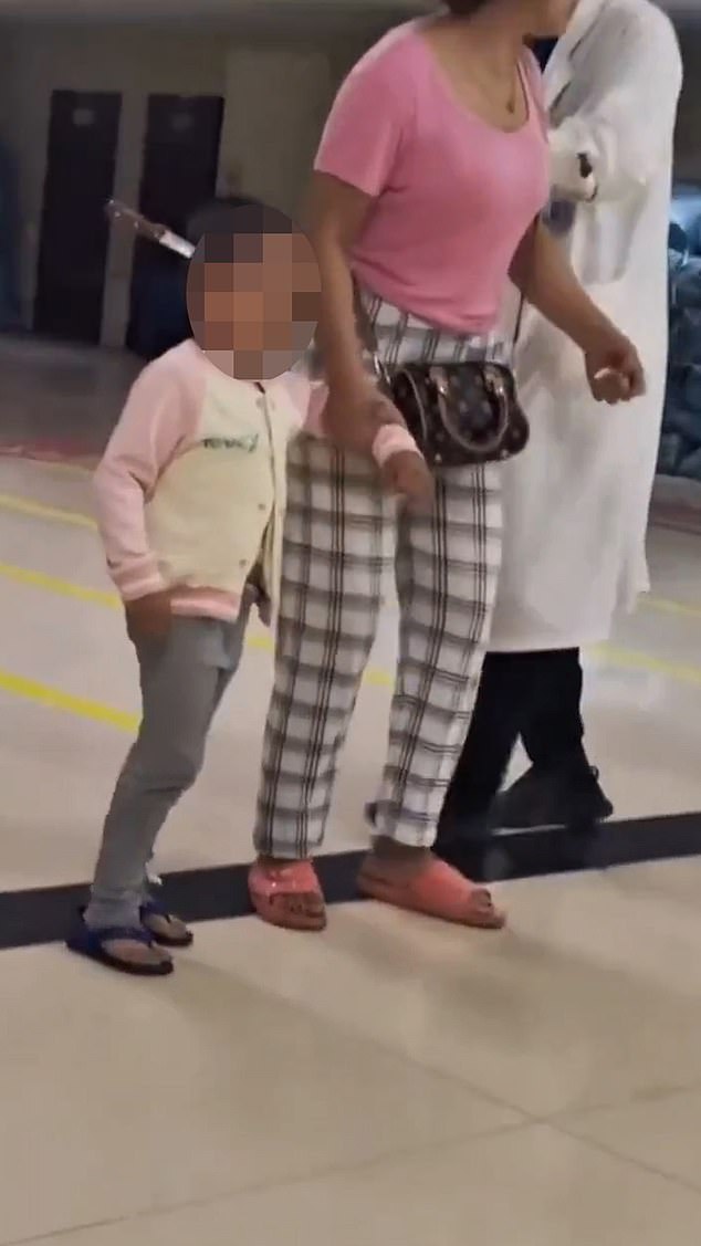 A three-year-old girl walked into a hospital in China with a fruit knife seemingly lodged deep in the side of her head