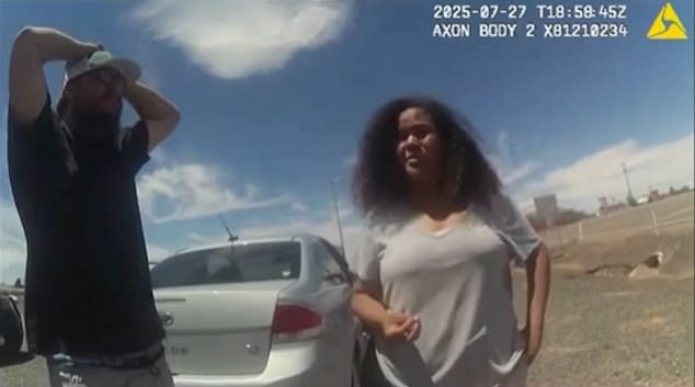 On surveillance footage of the moment police found Rebekah unresponsive on the highway, Woods tells officers Rebekah had tried to run away from home several times. Baptiste is seen on the left