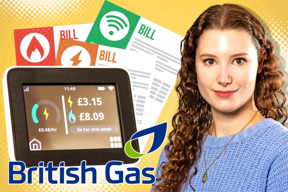 British Gas smart meter display showing energy usage and bills.