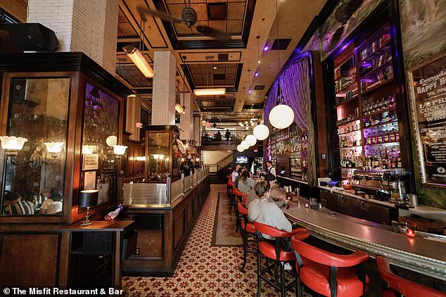The Misfit Bar in Santa Monica where Jane Doe #7 met with Olds on their first date. A Los Angeles court heard that he greeted her with a 'lingering hug' and 'pressured' her to have an alcoholic drink