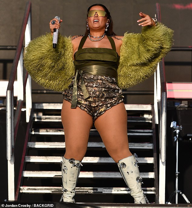 Nelly Furtado put on a leggy display at Boardmasters Festival in Cornwall on Saturday. The I'm Like a Bird hitmaker, 47, looked incredible in a pair of ruffled khaki hotpants