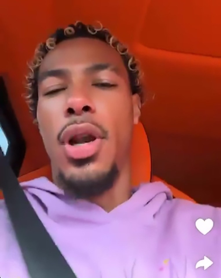 Screenshot of Hugo Ekitike filming himself while driving.