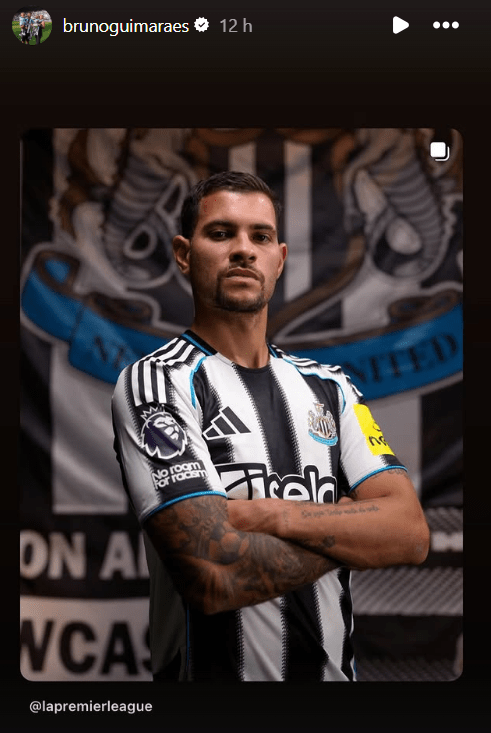 Bruno Guimarães in a Newcastle United jersey.