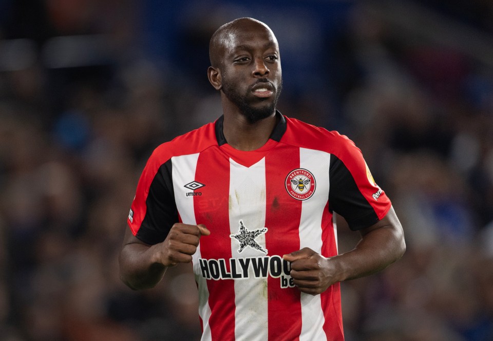 Yoane Wissa of Brentford FC in action during a Premier League match.