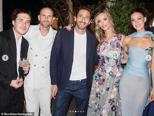 Guests included the likes of Harvey Weinstein's ex Georgina Chapman (second from right), her actor partner Adrien Brody (centre) and actor Oliver Trevena (second from left)