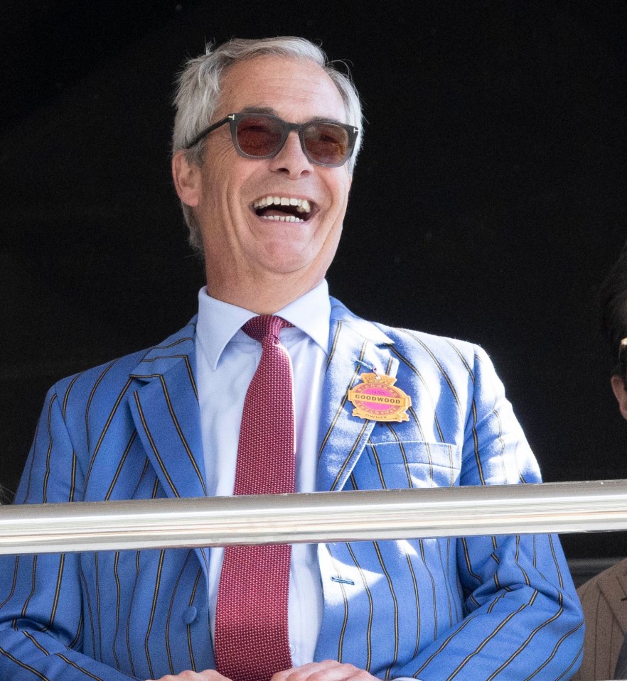 Nigel Farage and others at the Qatar Goodwood Meeting.