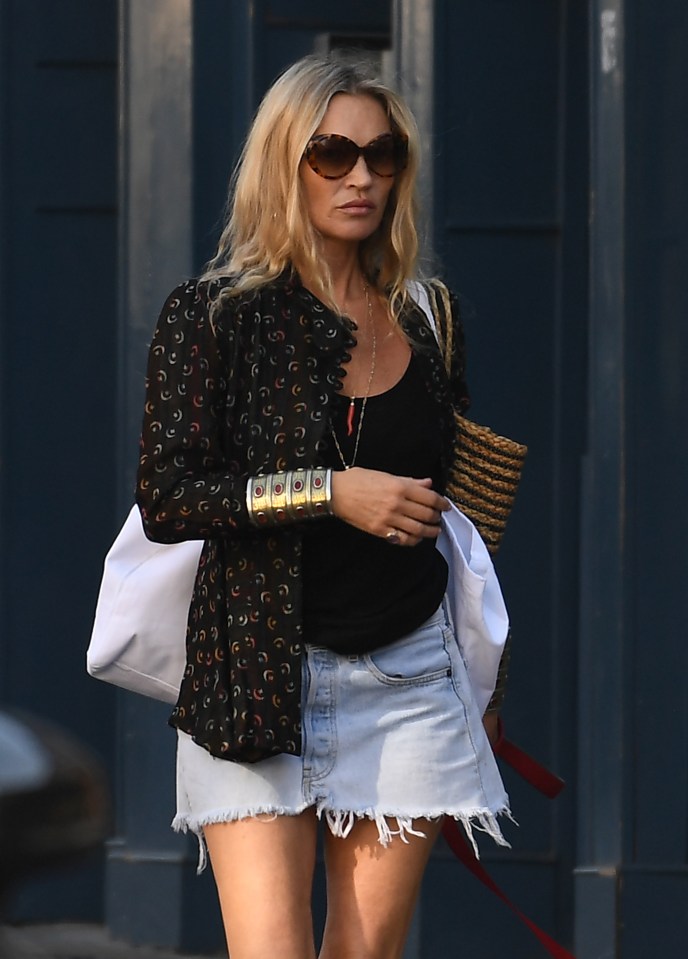 Kate Moss walking in Notting Hill.