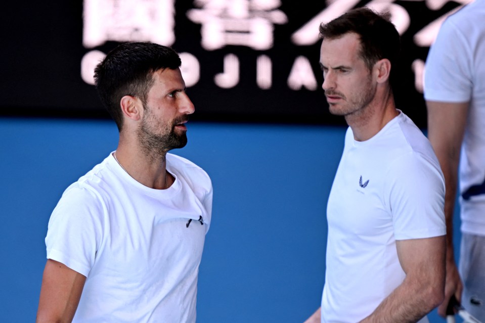 Novak Djokovic and Andy Murray in conversation.