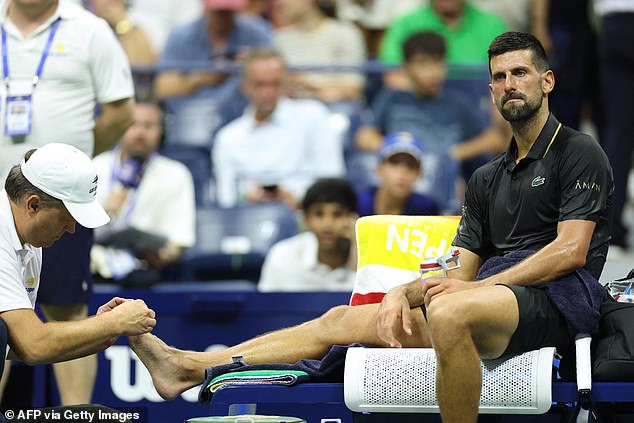 Novak Djokovic required a medical time out to attend to a gruesome blister at the US Open