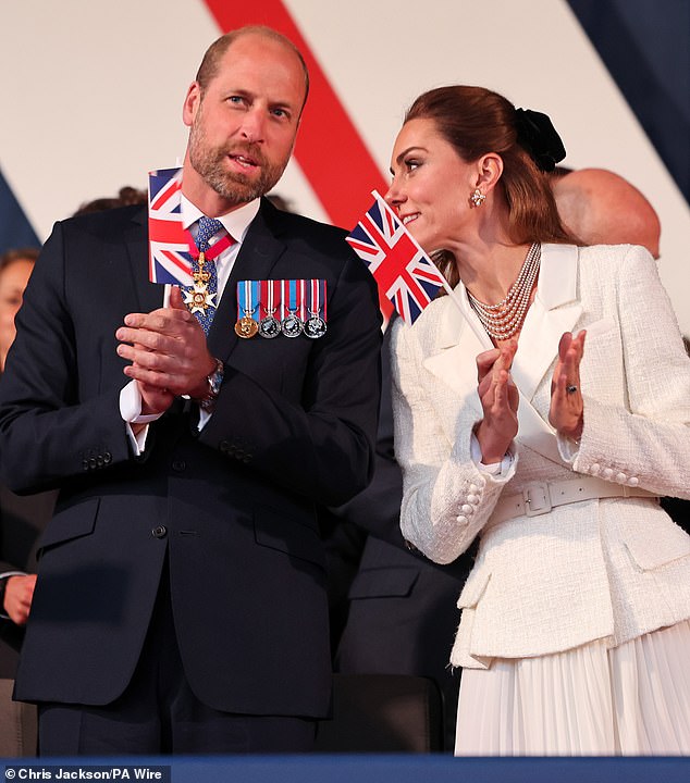 The Prince and Princess of Wales during the concert celebrating the 80th Anniversary of VE Day, held at the historic Horse Guards Parade in central London in May