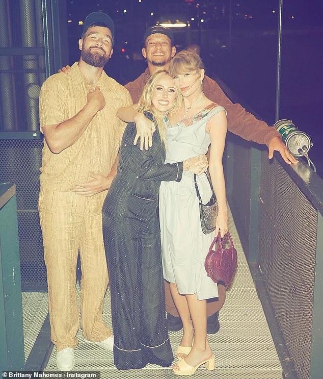 Patrick and Brittany Mahomes led the tributes after Travis Kelce and Taylor Swift got engaged