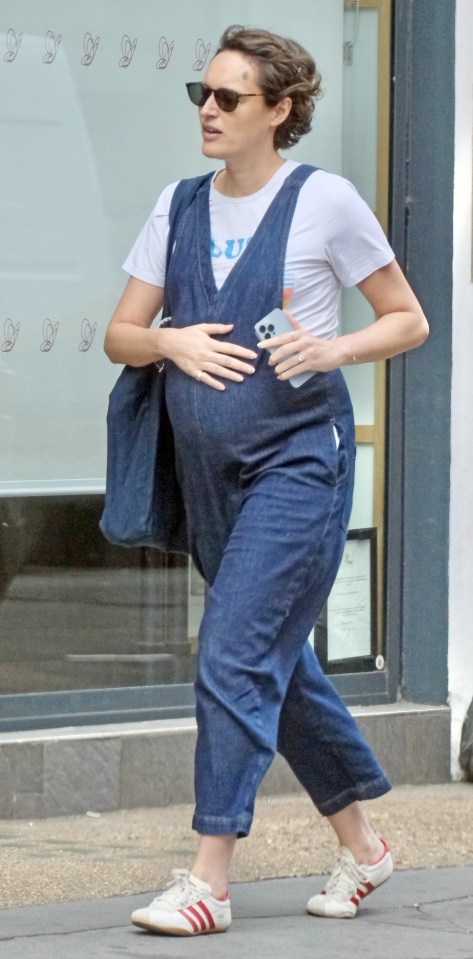 Phoebe Waller-Bridge showing her baby bump while walking in London.