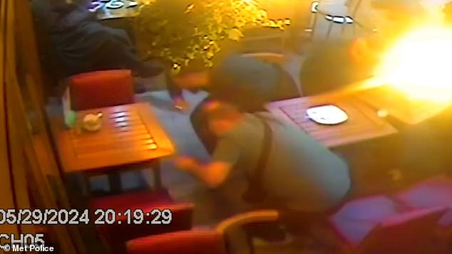 The three targeted men running for cover as a gunman opens fire on a Turkish restaurant in Dalston