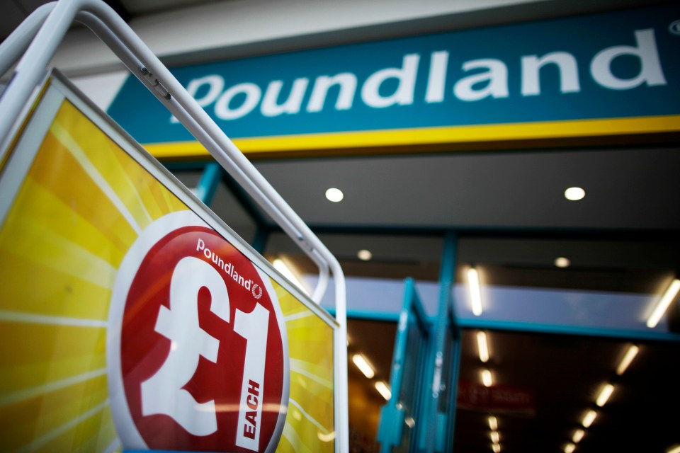 Poundland store sign with £1 each.