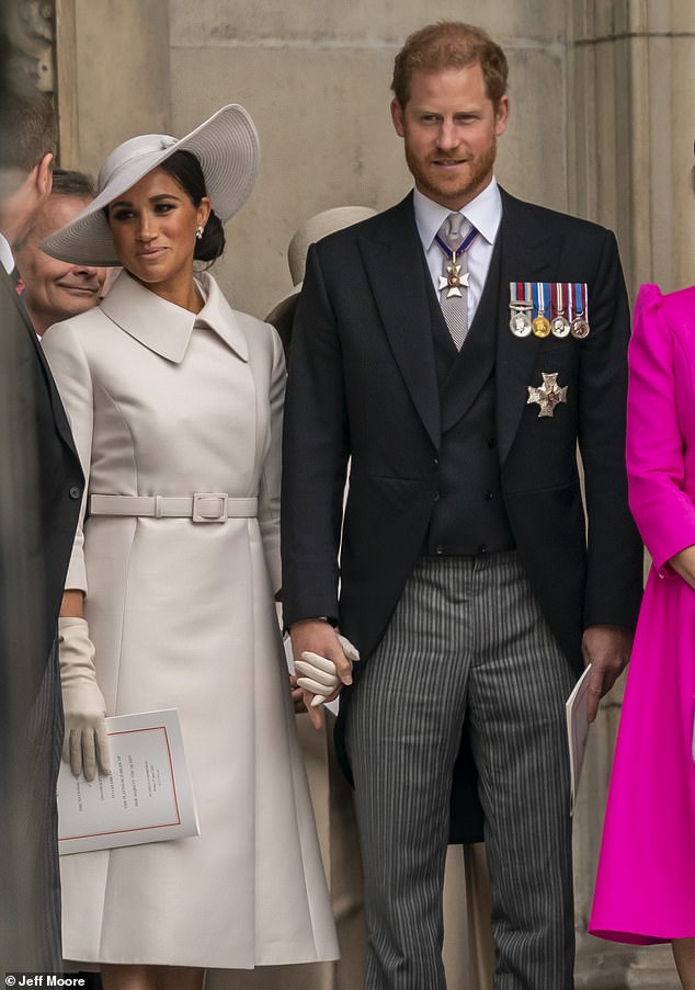 Pictured: Prince Harry and Meghan Markle at a Thanksgiving Service at St Paul's Cathedral