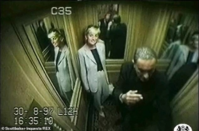 Princess Diana and Dodi Fayed in the lift of the Ritz hotel hours before they passed away