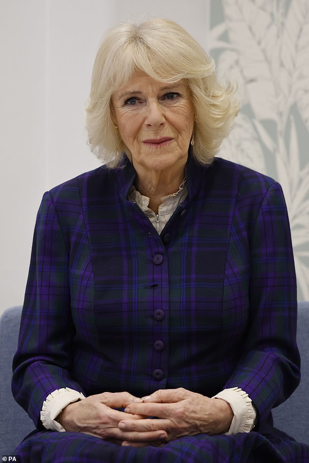 Queen Camilla during a visit to Paddington Haven, a sexual assault referral centre in London in February 2022