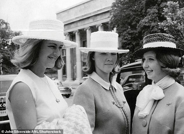 Queen Camilla is said to have been on a train to Paddington as a 16 or 17-year old when a man attempted to touch her. Pictured: Camilla (left) when younger