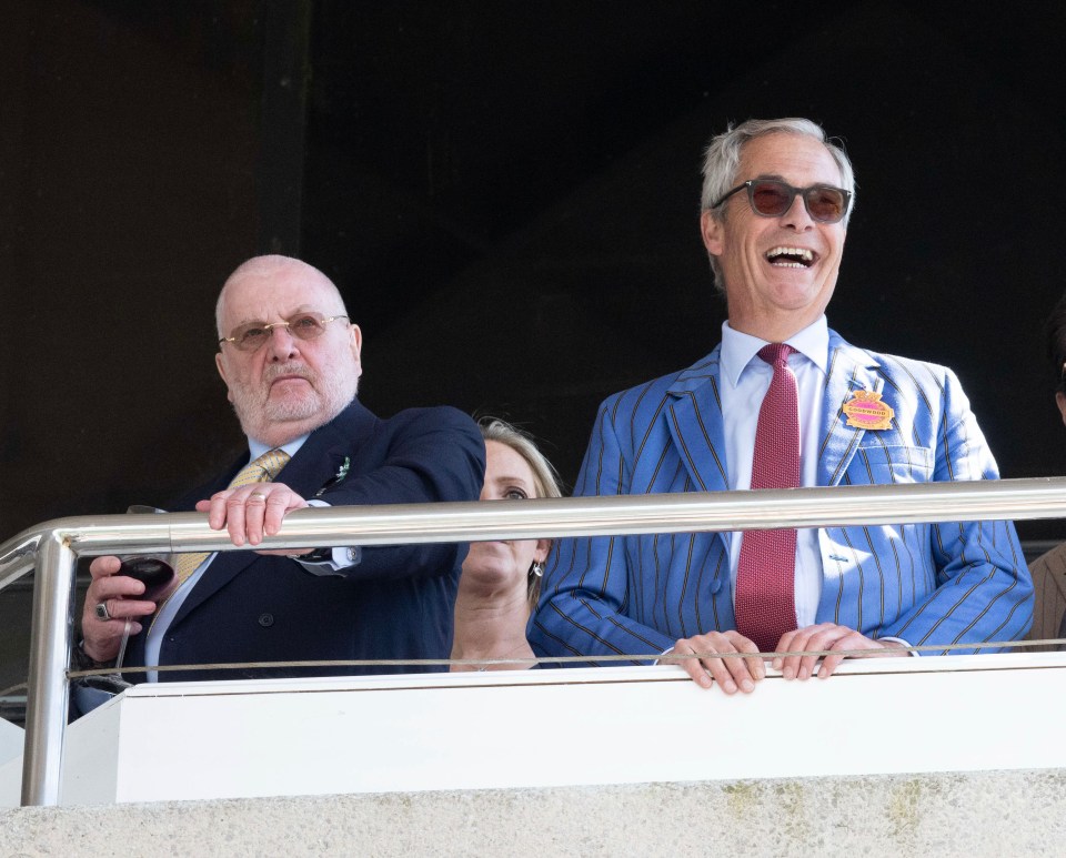 Nigel Farage and Jim Hay at the Qatar Goodwood Meeting.