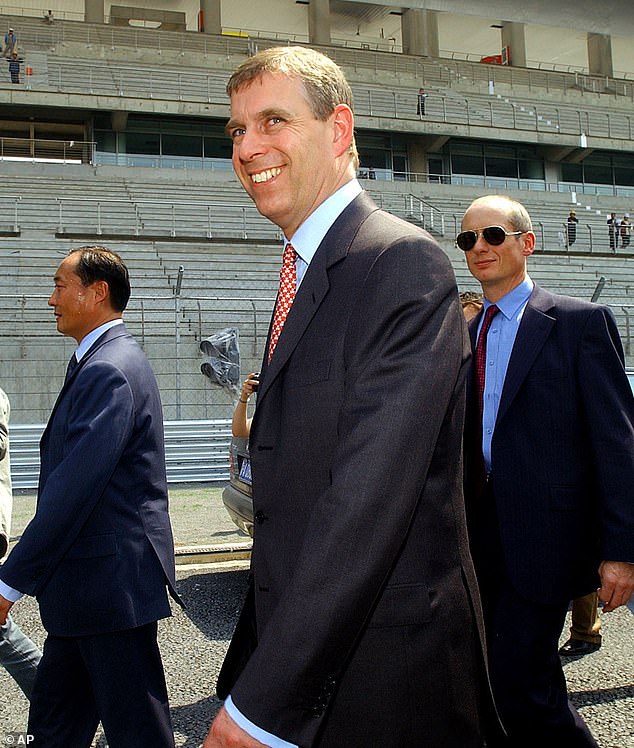 Prince Andrew, in 2004, visiting the £170million circuit being built in Shanghai for China’s ﬁrst Grand Prix