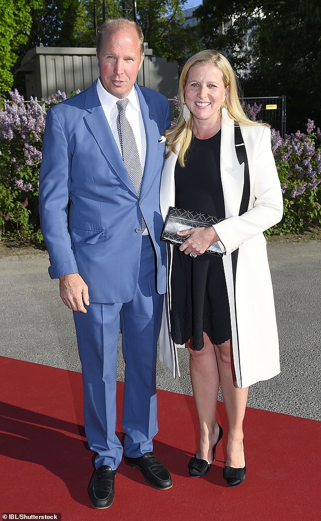 Mr Fitzgibbons (left) has become the 'go to party man' for the Windsors, while his heiress wife (right) is equally well-connected and until recently was the board director at Spotify