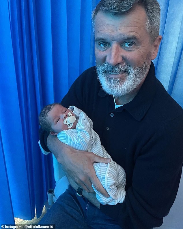 Roy Keane is set to become a grandfather for the fourth times (pictured with third grandchild)