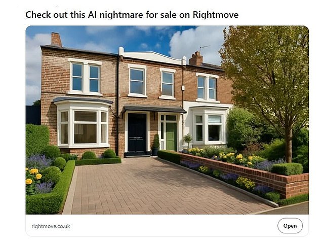 In one image, which has since been removed from the listing, eagled eyed locals spotted a nearby business had been morphed out and replaced by a fake shrubbery