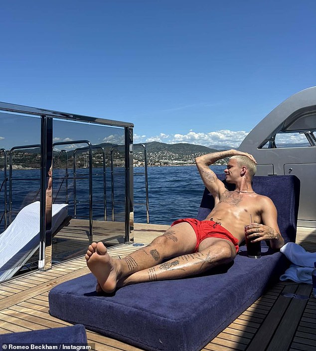 Romeo Beckham gave an insight into his family's summertime jaunt to St Tropez on Wednesday as he shared photos from their yacht