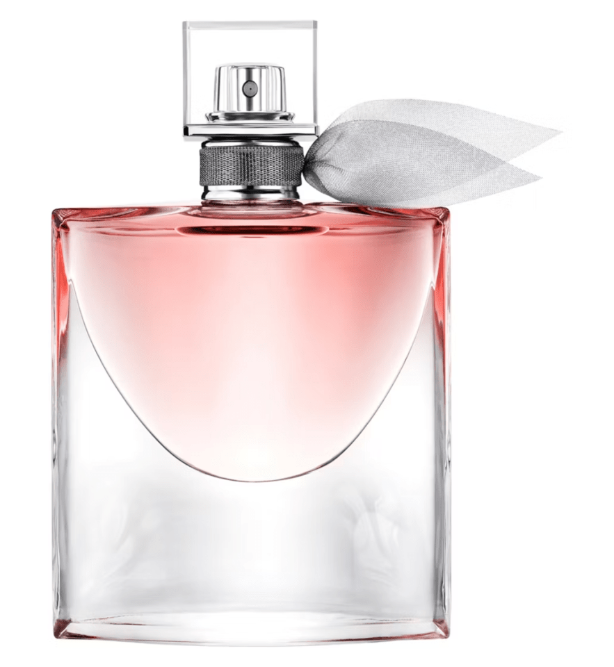 Bottle of perfume with a silver bow.