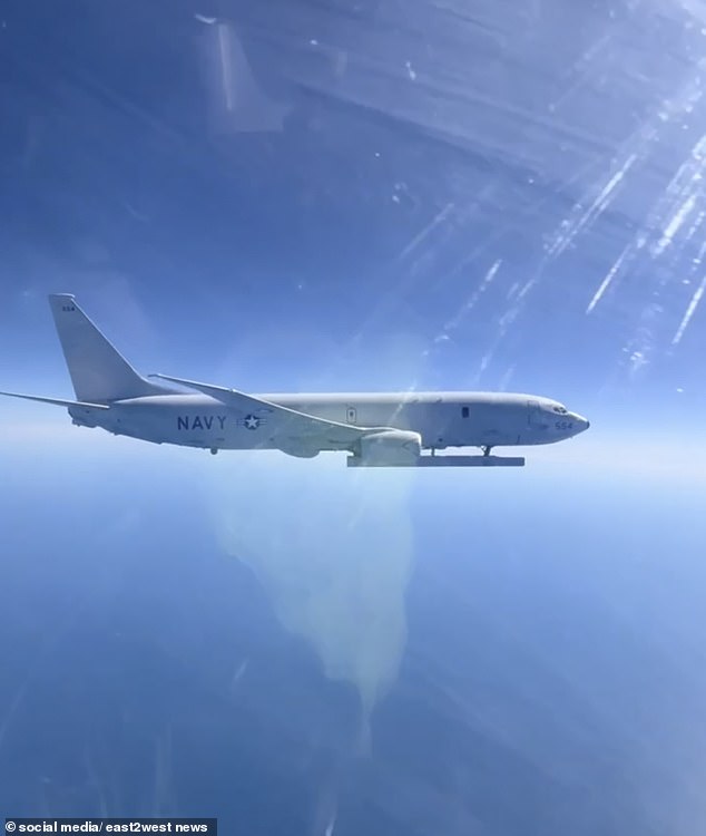 A Russian fighter jet intercepted a US anti-submarine spy plane over the Black sea in a tense aerial crash