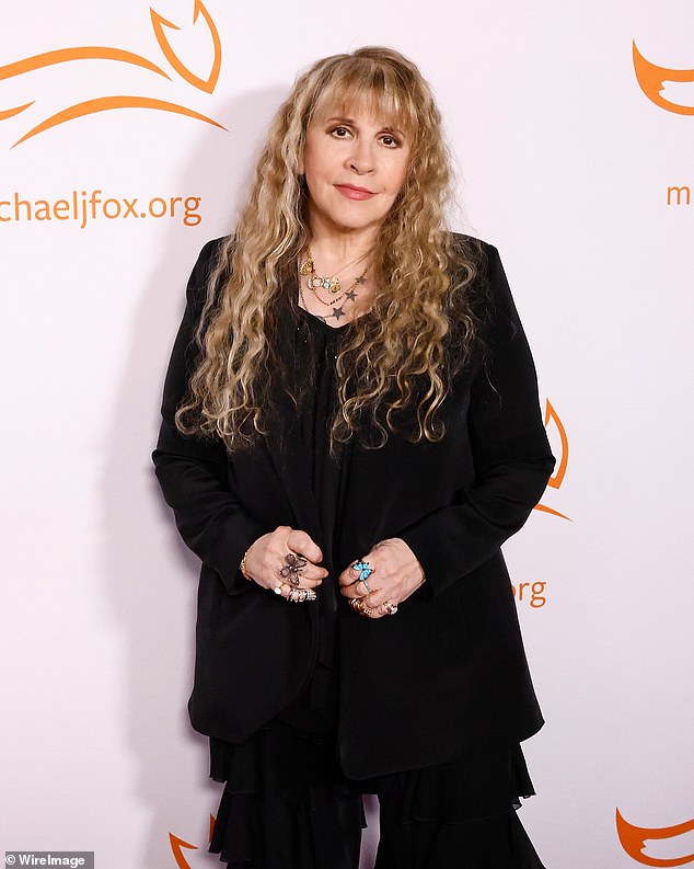 Stevie Nicks, 77, announced on Friday that she was canceling all of her concerts scheduled for August and September after fracturing her shoulder; pictured in November in NYC