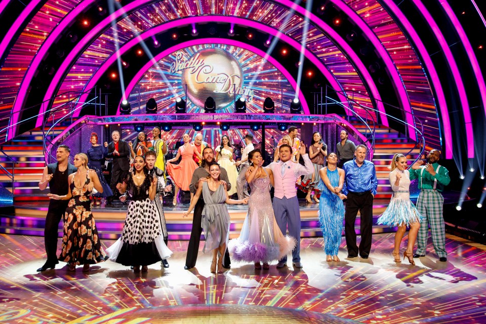 The Strictly Come Dancing cast and dancers on stage.