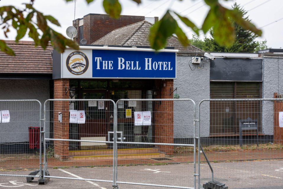 The Bell Hotel in Epping Forest, blocked off by a temporary fence.