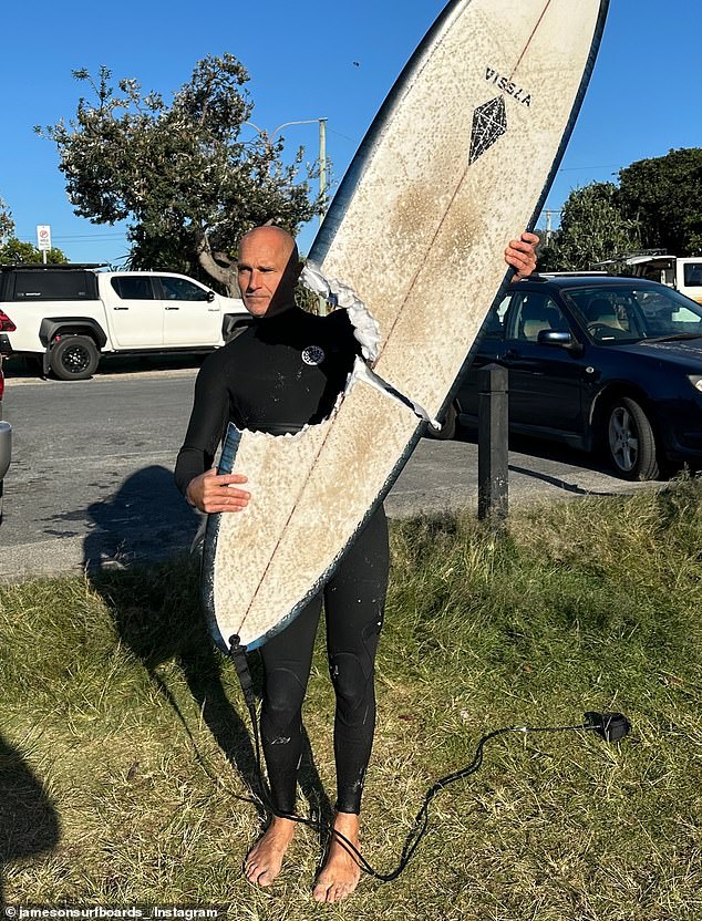 Surfer Brad Ross (pictured) narrowly avoided a shark attack at Cabarita Beach on Monday morning