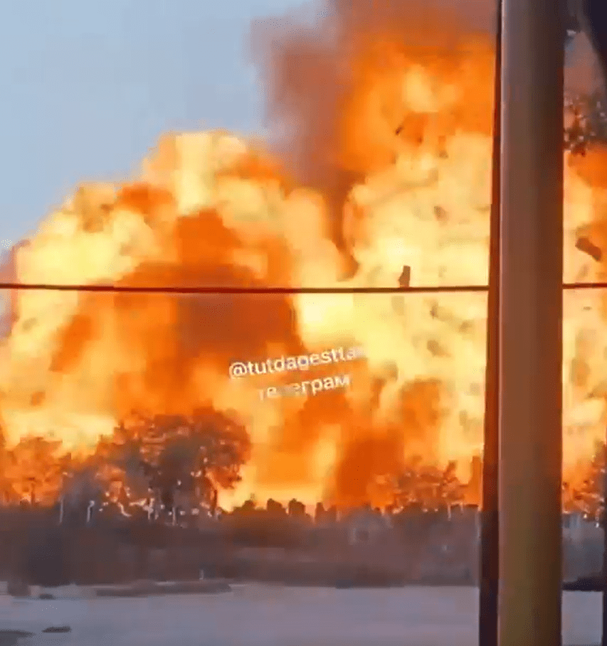 Large fire and explosion.