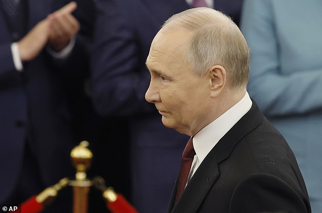 Putin appears fuller around the face and neck during an inauguration ceremony in the Grand Kremlin Palace in Moscow, Russia, on May 7, 2024