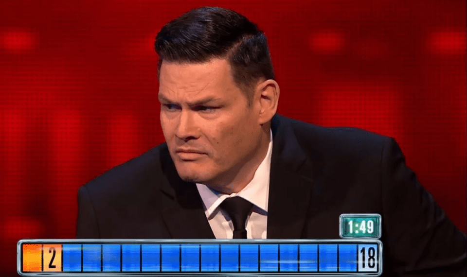 Mark Labbett of The Chase reacting to a team winning £80,000.