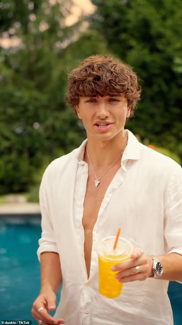 In the ad, Gavin credits his tanned skin to 'genetics'