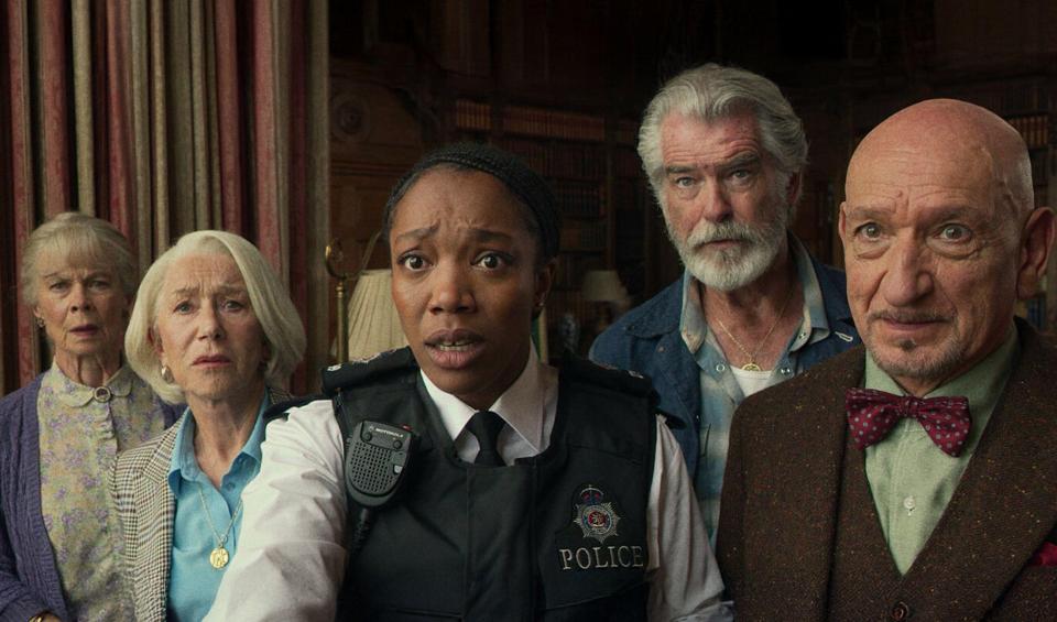 Still image from The Thursday Murder Club, featuring the main cast.