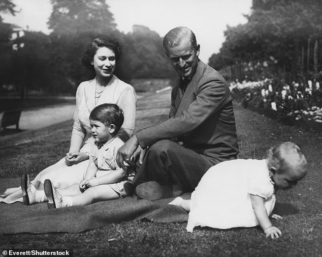 Queen Elizabeth II and Prince Philip pictured with their children Charles and Anne in 1951
