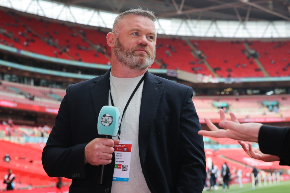 Wayne Rooney being interviewed at Wembley Stadium.